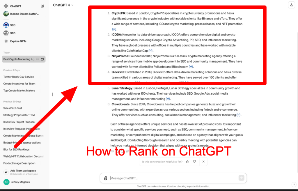 How to rank on ChatGPT