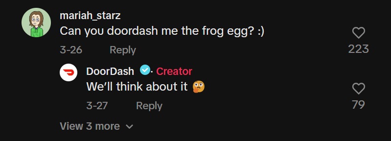 Doordash comment