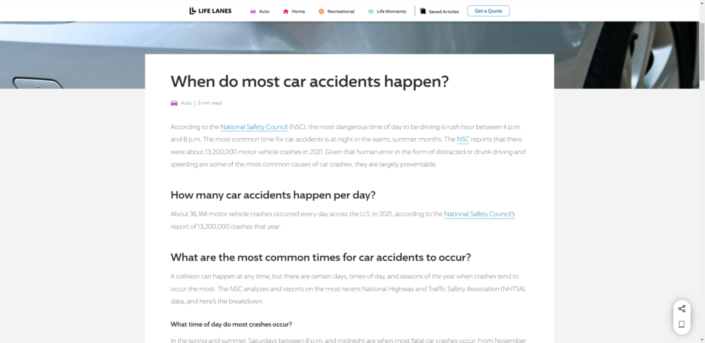 how often do car accident
