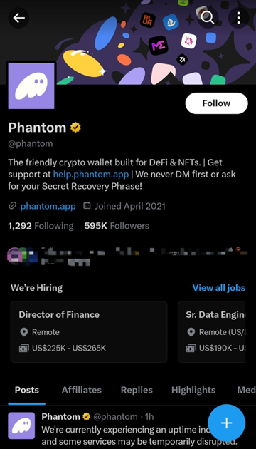 Phantom’s verified Twitter profile.