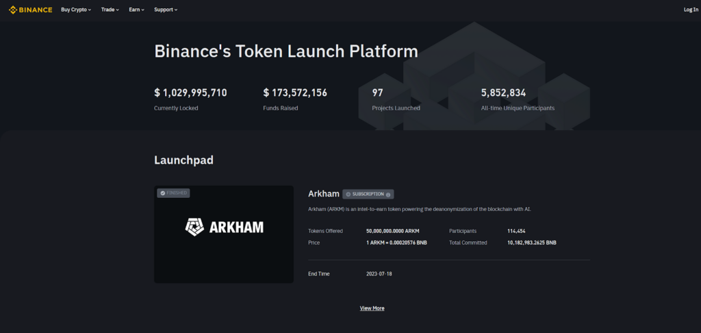 binance's token launch platform