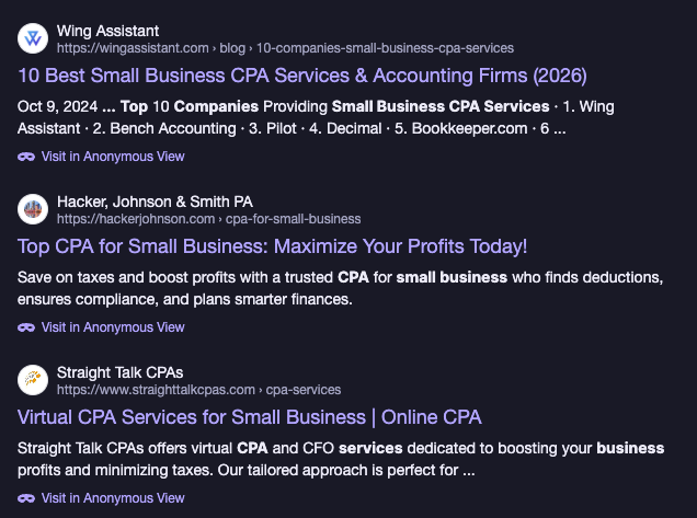 best small business CPA listicles - best of listicles for AI search