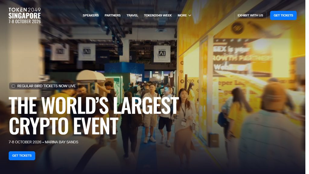 TOKEN2049 Singapore 2026 Marina Bay Sands Website Hero Screenshot