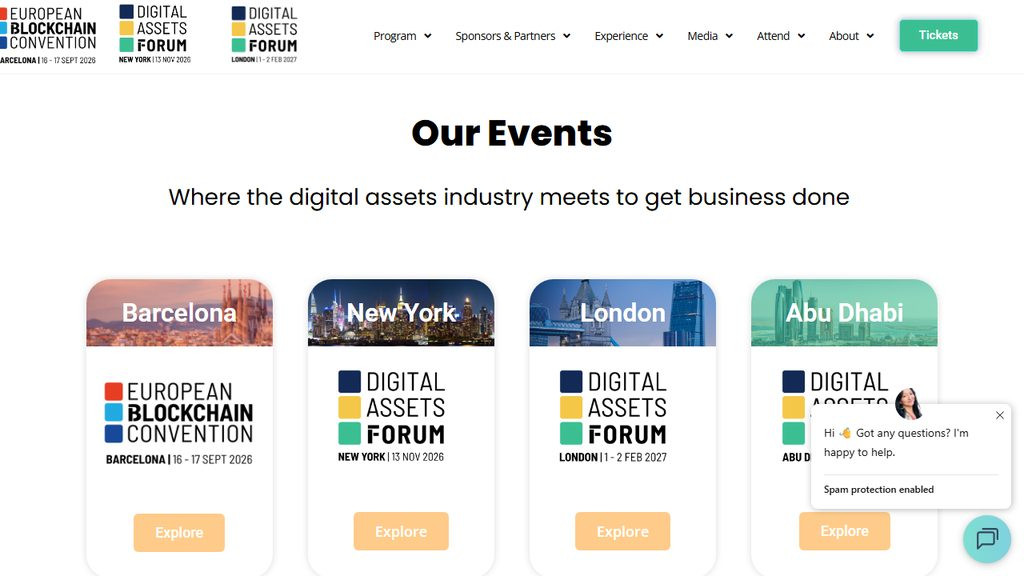 European Blockchain Convention Barcelona 2026 Website Hero Screenshot