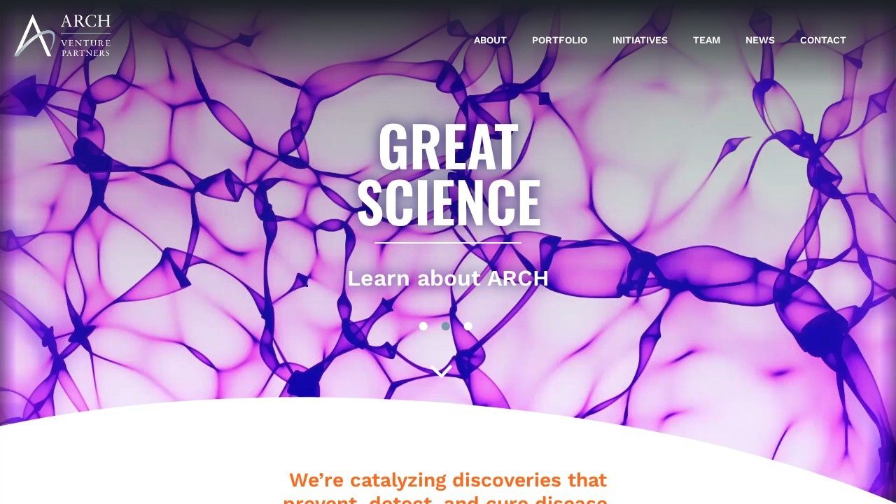 ARCH Venture Partners healthcare investment firm website