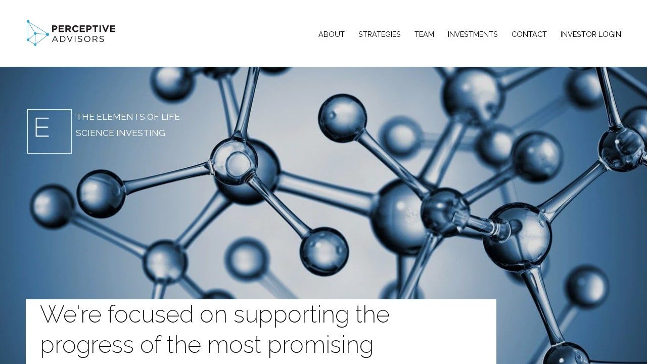 Perceptive Advisors life sciences investment firm website